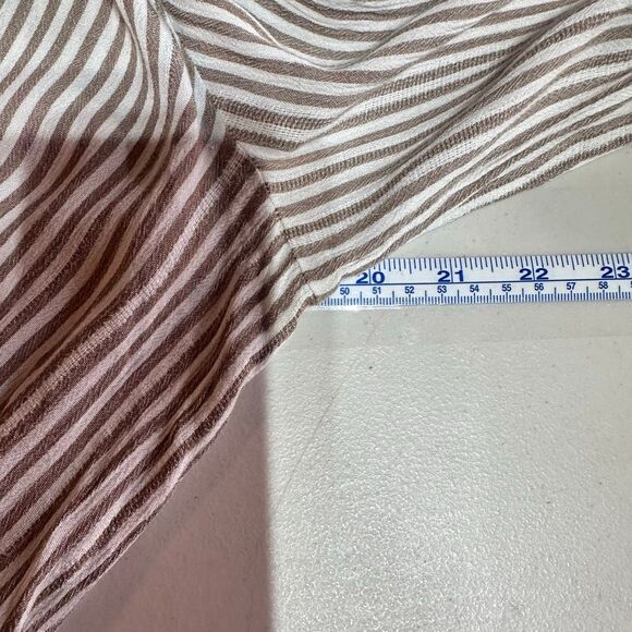 Blue island Womens Striped Pullover Beach Dress Coverup Ruffle Size XS Tan White - Picture 9 of 10